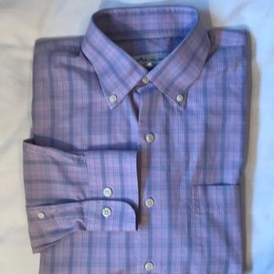 COPY - Peter Millar lavender check cotton/silk/spandex long sleeve button down …